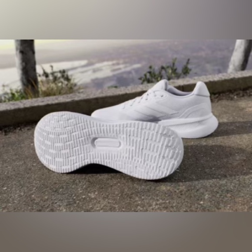 Adidas White Sneakers with Signature Stripes and Cushioned Sole Runfalcon 5